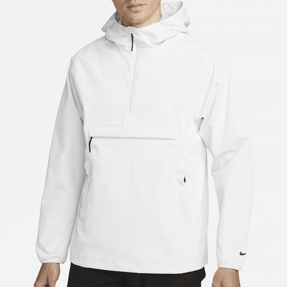 Nike Men’s Size M-Tall Unscripted Repel Anorak White Black Golf Jacket